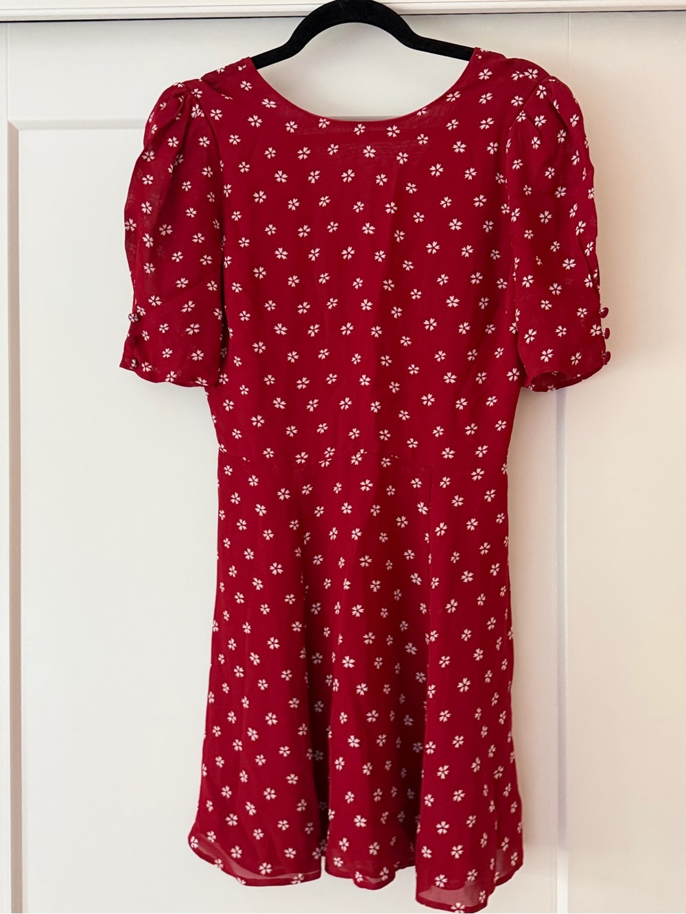 Reformation Red Floral Short Sleeve Dress